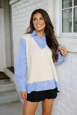 Allie Sweater Vest Top-Cream