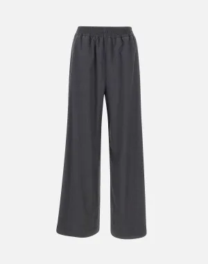 Anthracite Grey Wool Wide Leg Trousers