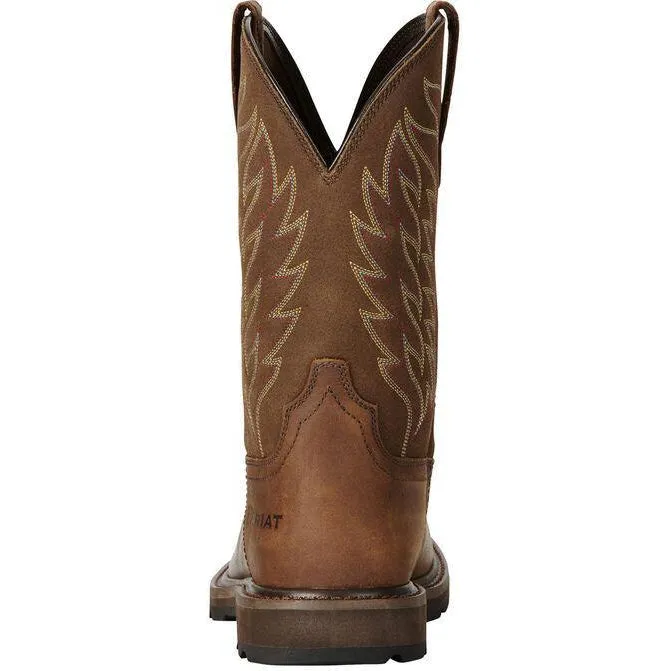 Ariat Men's Groundbreaker 10" Soft Toe Western Work Boot - Brown - 10020059