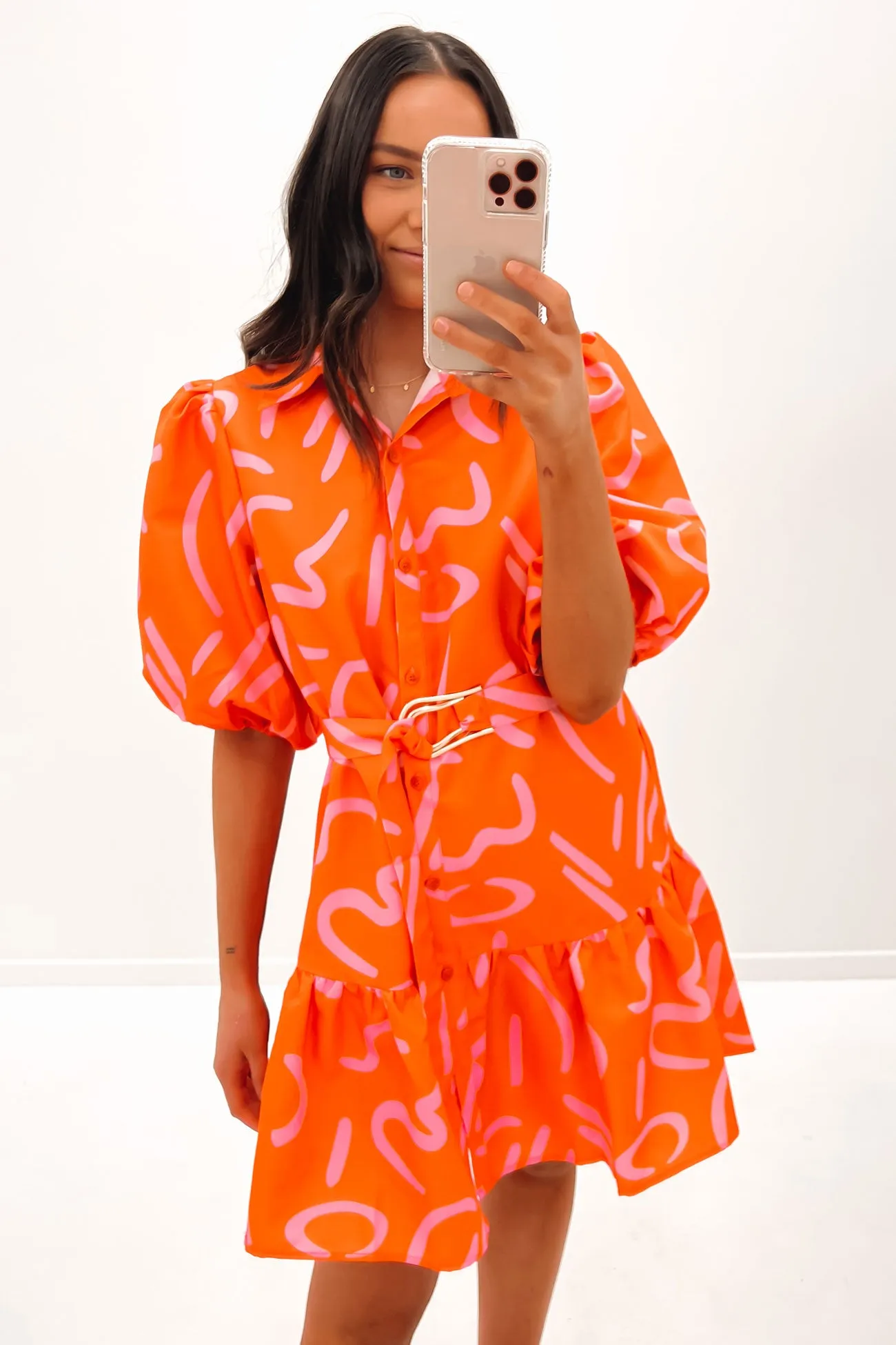 Ayden Mini Dress Orange Pink