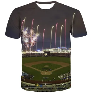 Baseball T shirts Men Stadium T shirts Funny Game Tshirts Casual White T-shirts Graphic