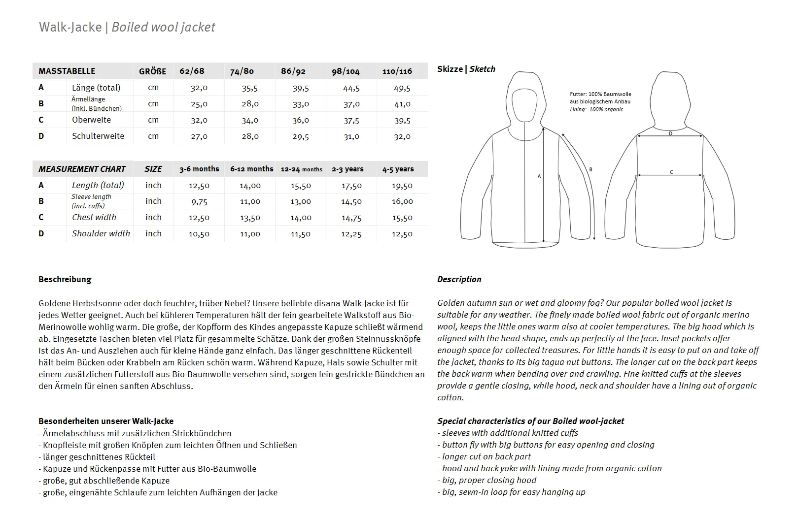 Boiled Wool Jacket (6-12m) *Retired Size - Last One!