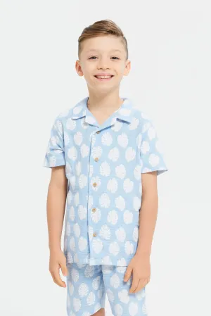 Boys Blue Printed Shirts