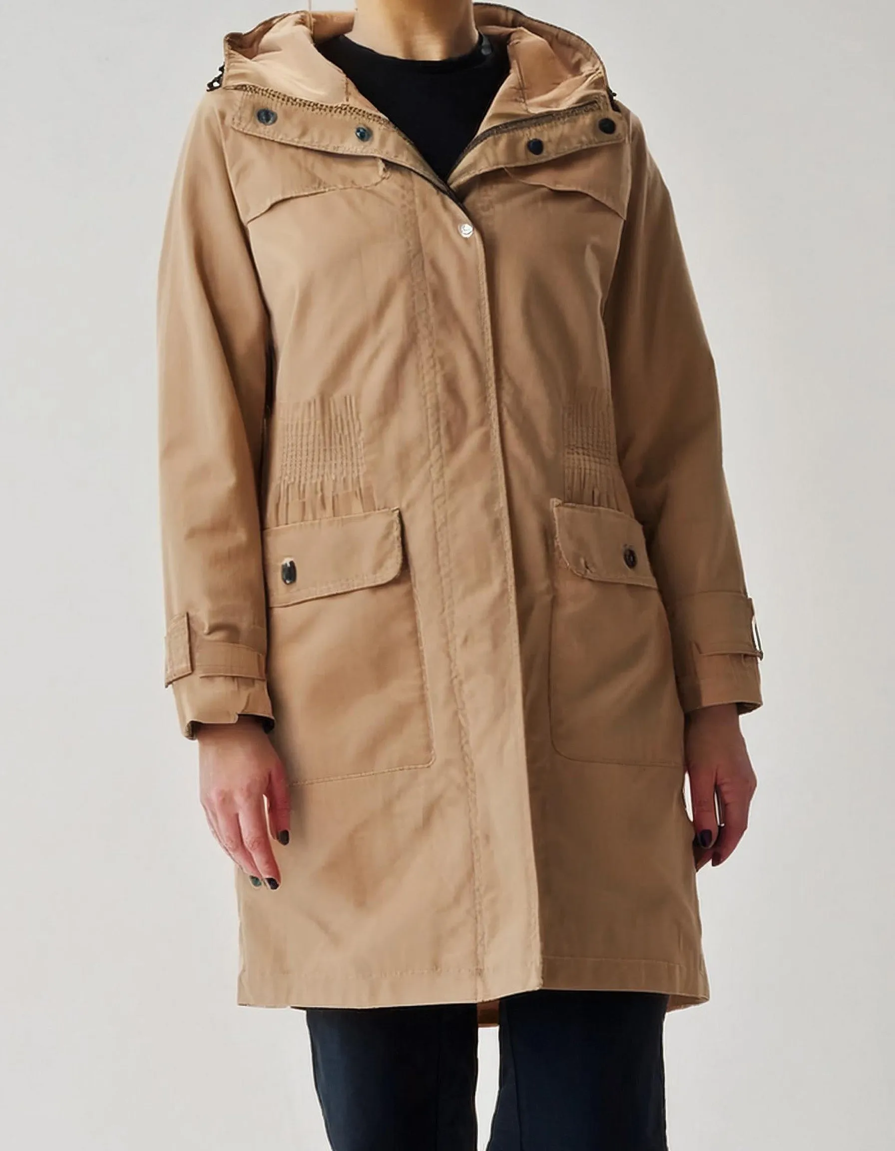 Camel Brown Long Parka with Fleece Lining