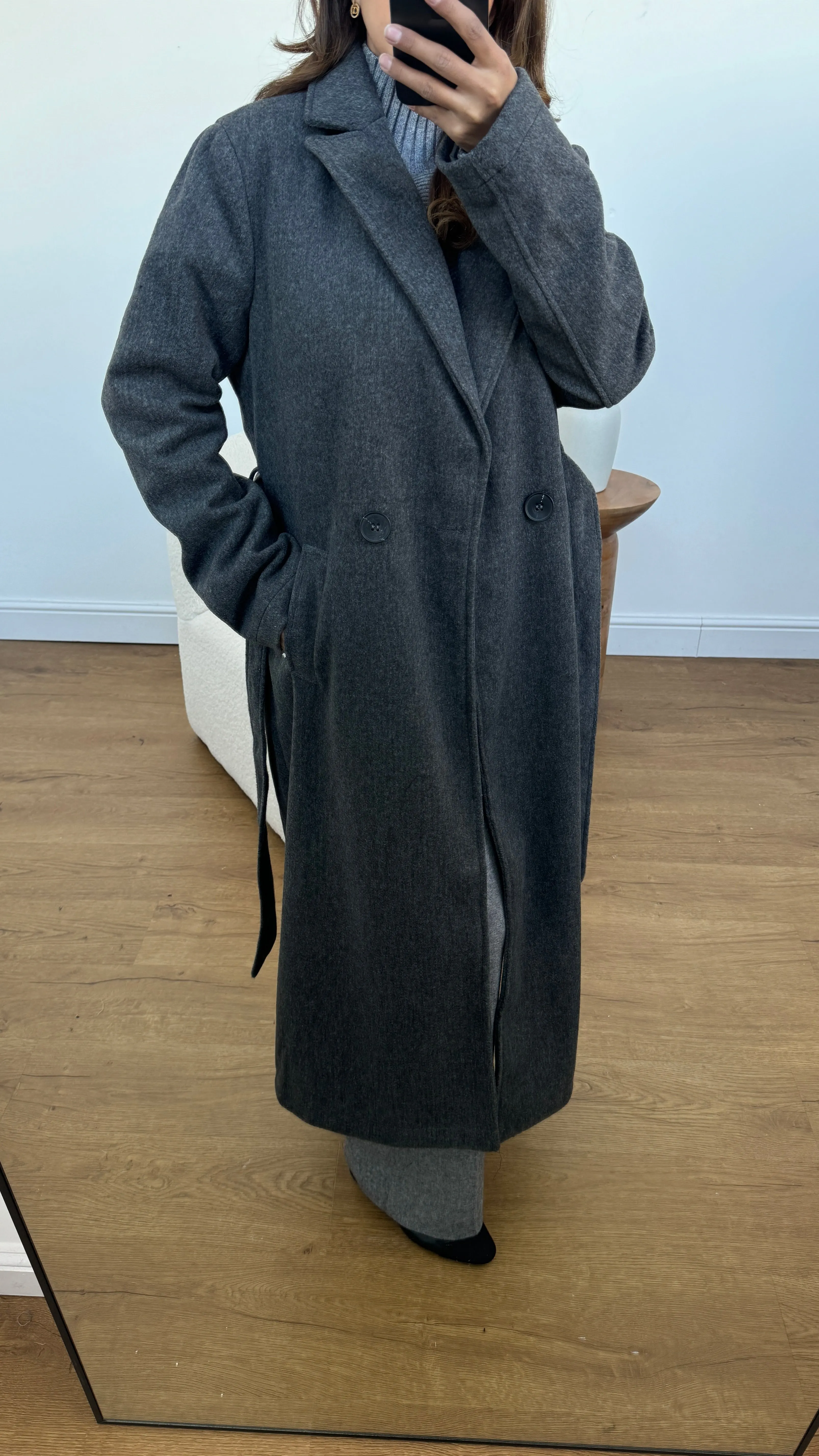 chiara coat in charcoal