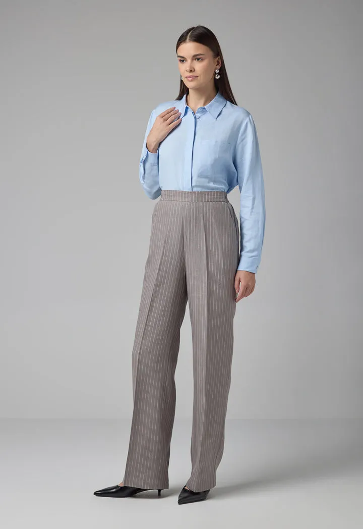 Choice Striped Wide Leg Trousers Grey