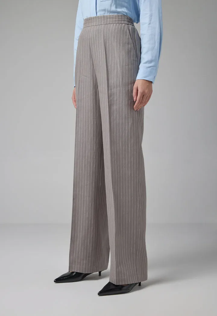 Choice Striped Wide Leg Trousers Grey