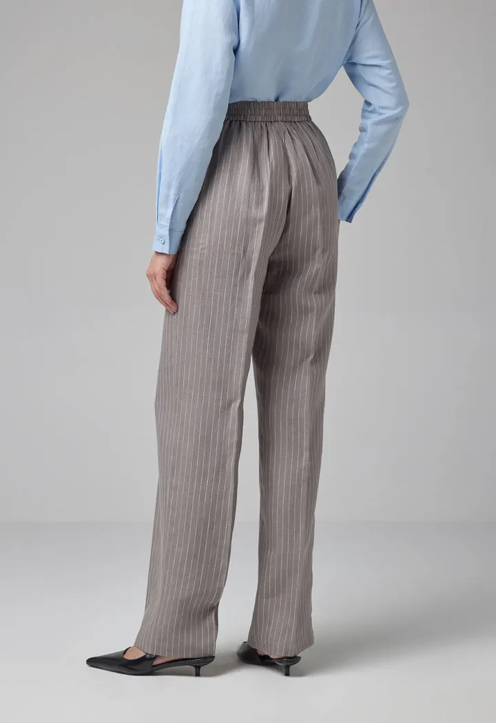 Choice Striped Wide Leg Trousers Grey