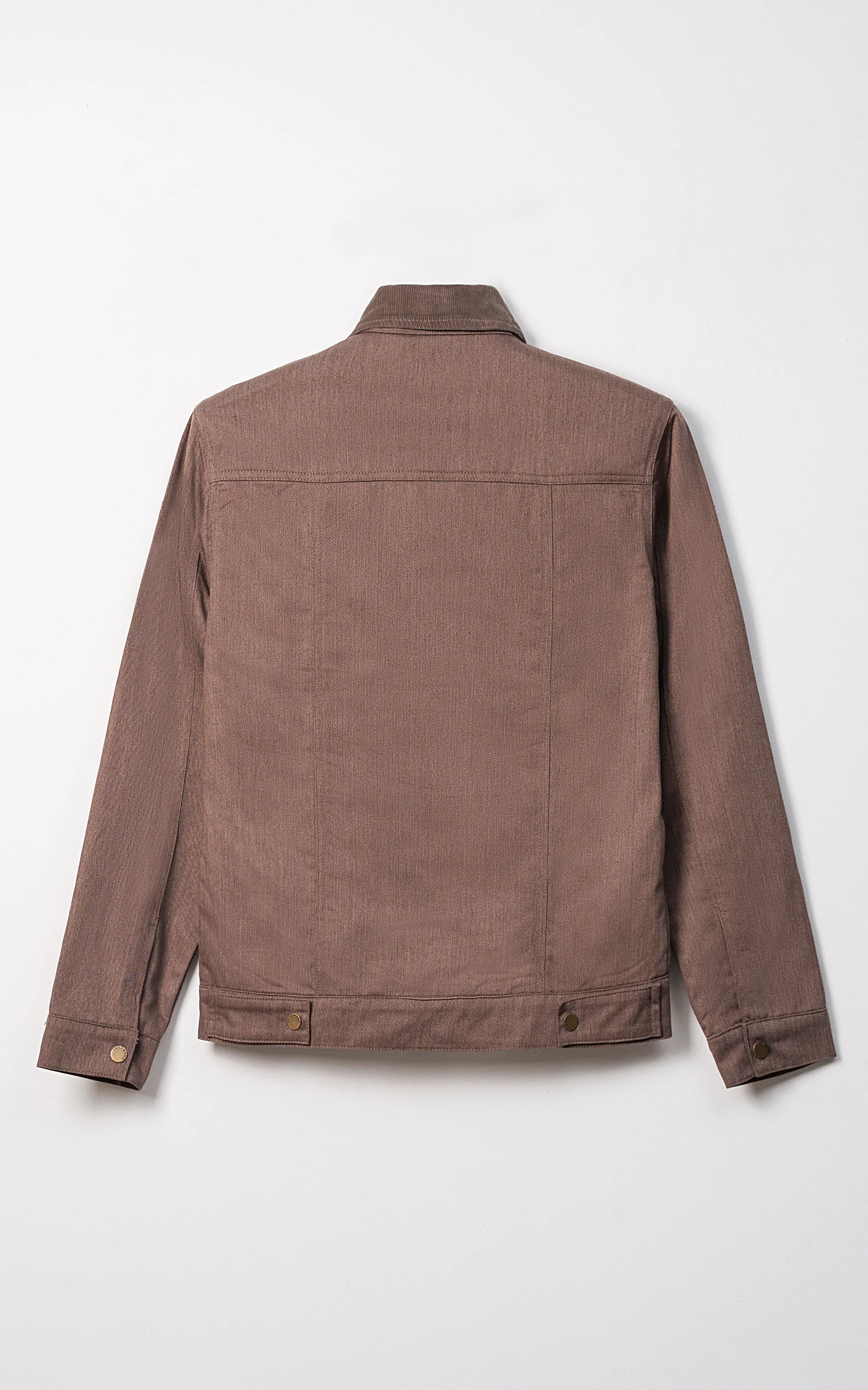 CORDUROY COLLAR FULL SLEEVE JACKET BROWN