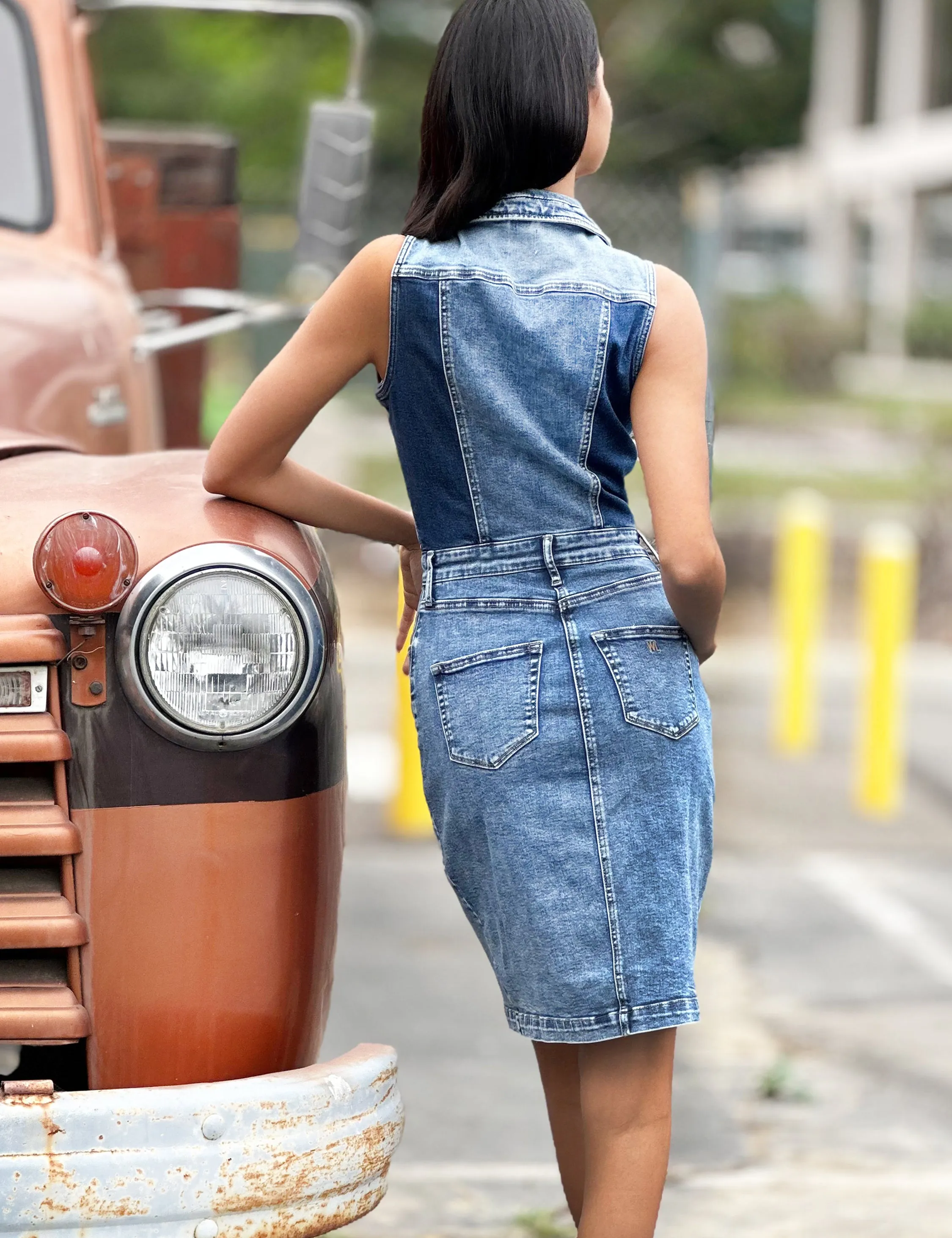 Denim Zip Up Dress