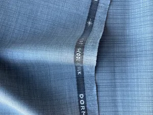 Dormeuil Lighter-Weight Subtle Plaid Dove Grey Wool & Silk Suiting (Made in Italy)