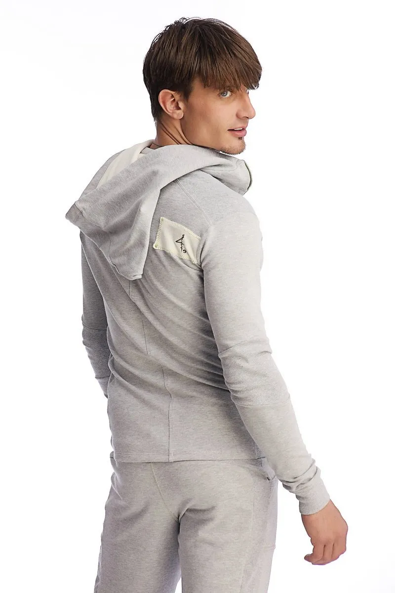 Edge Form-fit Crossover Yoga Track Performance Hoodie (Heather Grey)