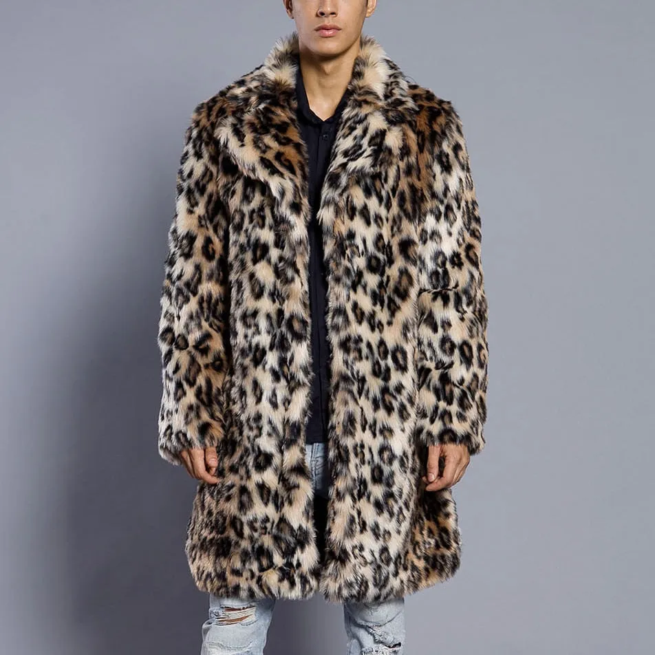 Faux Fur Leopard Long Coat