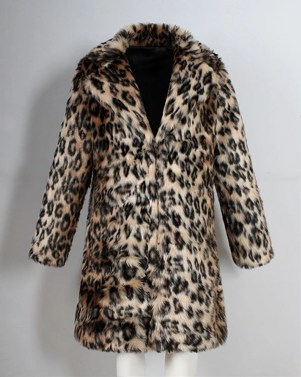 Faux Fur Leopard Long Coat