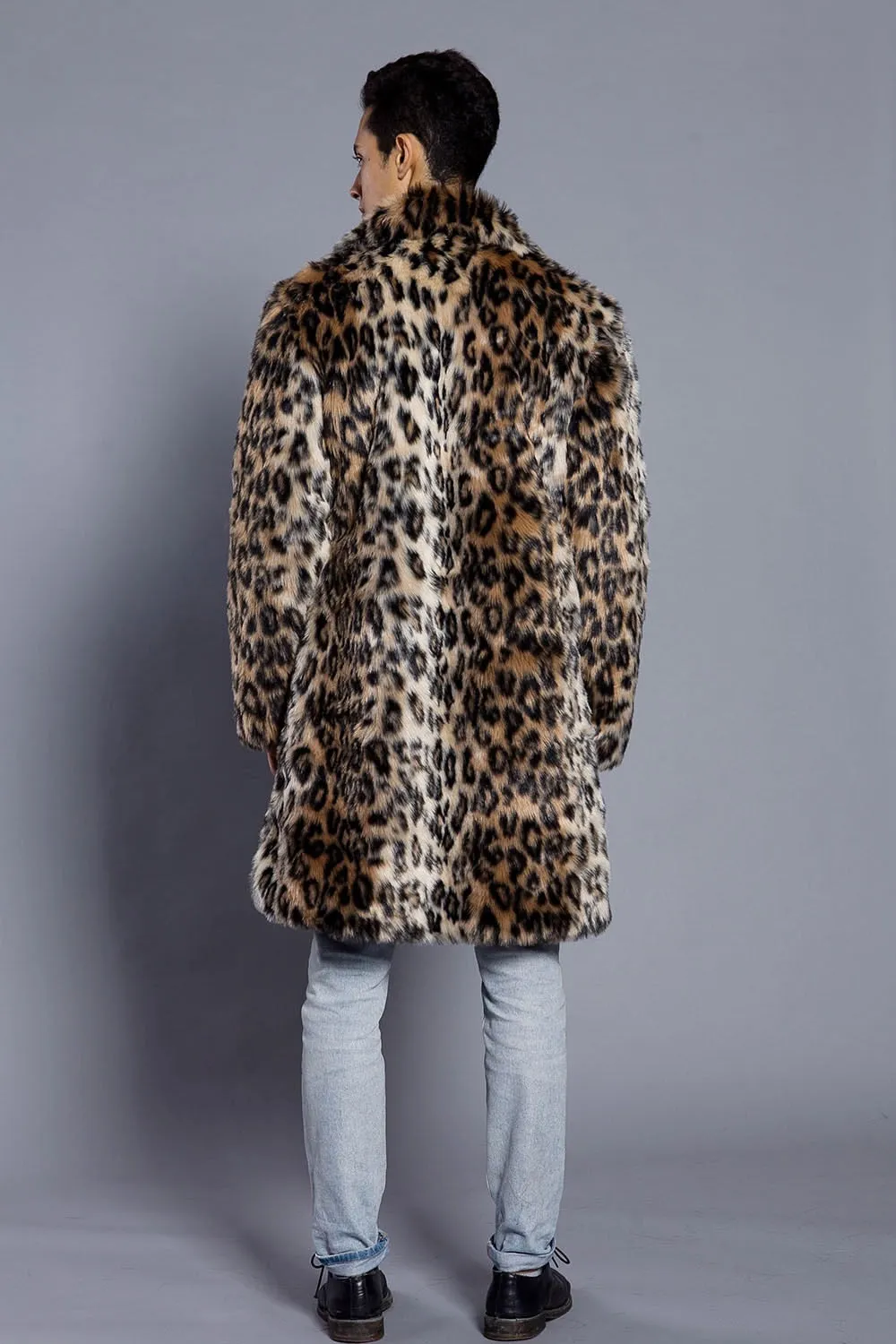 Faux Fur Leopard Long Coat