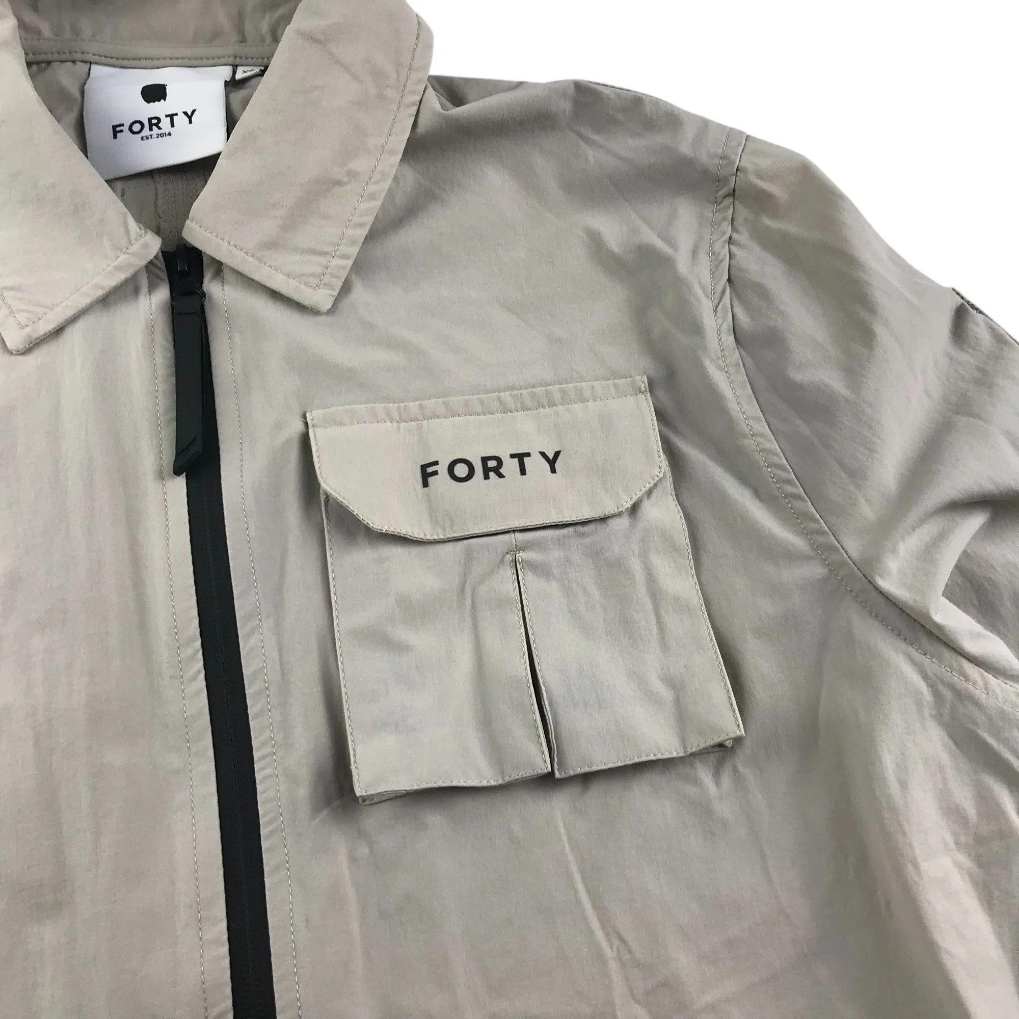 Forty jacket adult size XS light beige full zipper collared