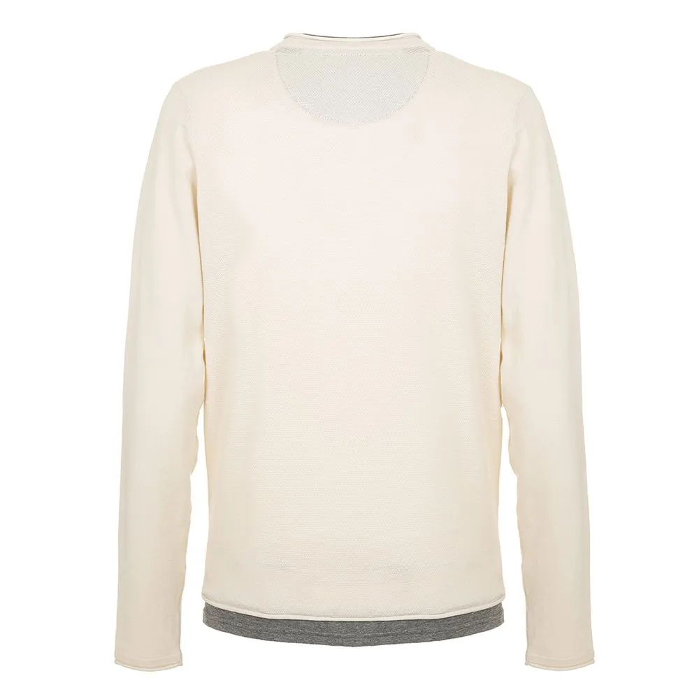 Fred Mello Chic Beige Long Sleeve Cotton Blend Sweater