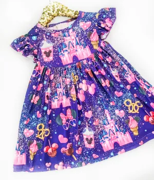 Girls Fun Character Dresses - Purple Castle