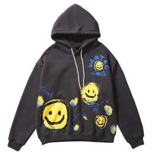 Graffiti Smile Face Print Hoodies