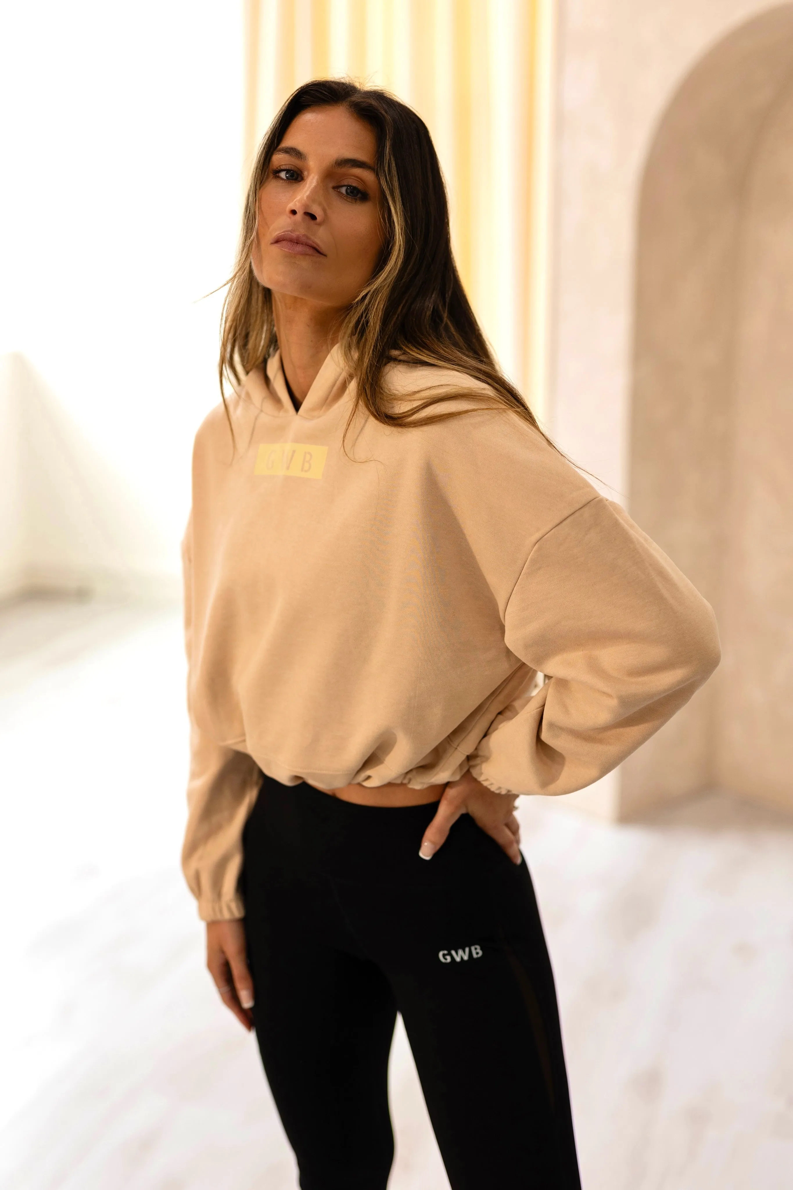 GWB Cropped Hoodie in Nude