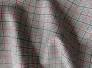 High-End Black, Off-White & Wine Plaid Wool Flannel (Made in Italy)