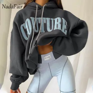 Joskaa Christmas Gift Nadafair Letter Print Hooded Oversized Sweatshirts 90s E-girl Long Sleeve Autumn Winter Coats Women Streetwear Fashion Hoodies