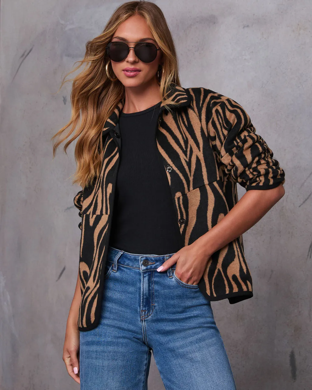 Justeena Wool Blend Animal Print Jacket