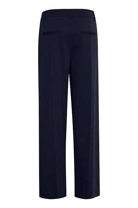 Kate Wide Leg Full Length Trouser - Navy