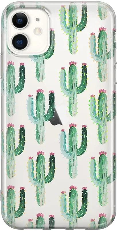 Lookin' Sharp | Cactus Patterned Clear Floral Case