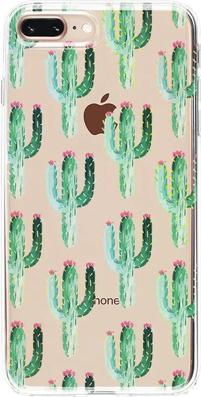 Lookin' Sharp | Cactus Patterned Clear Floral Case