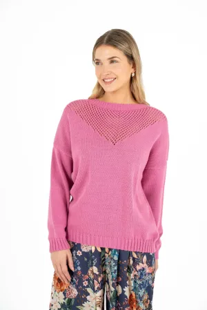 M Made in Italy – Boat-Neck Sweater With V-Shaped Pointelle Detailing