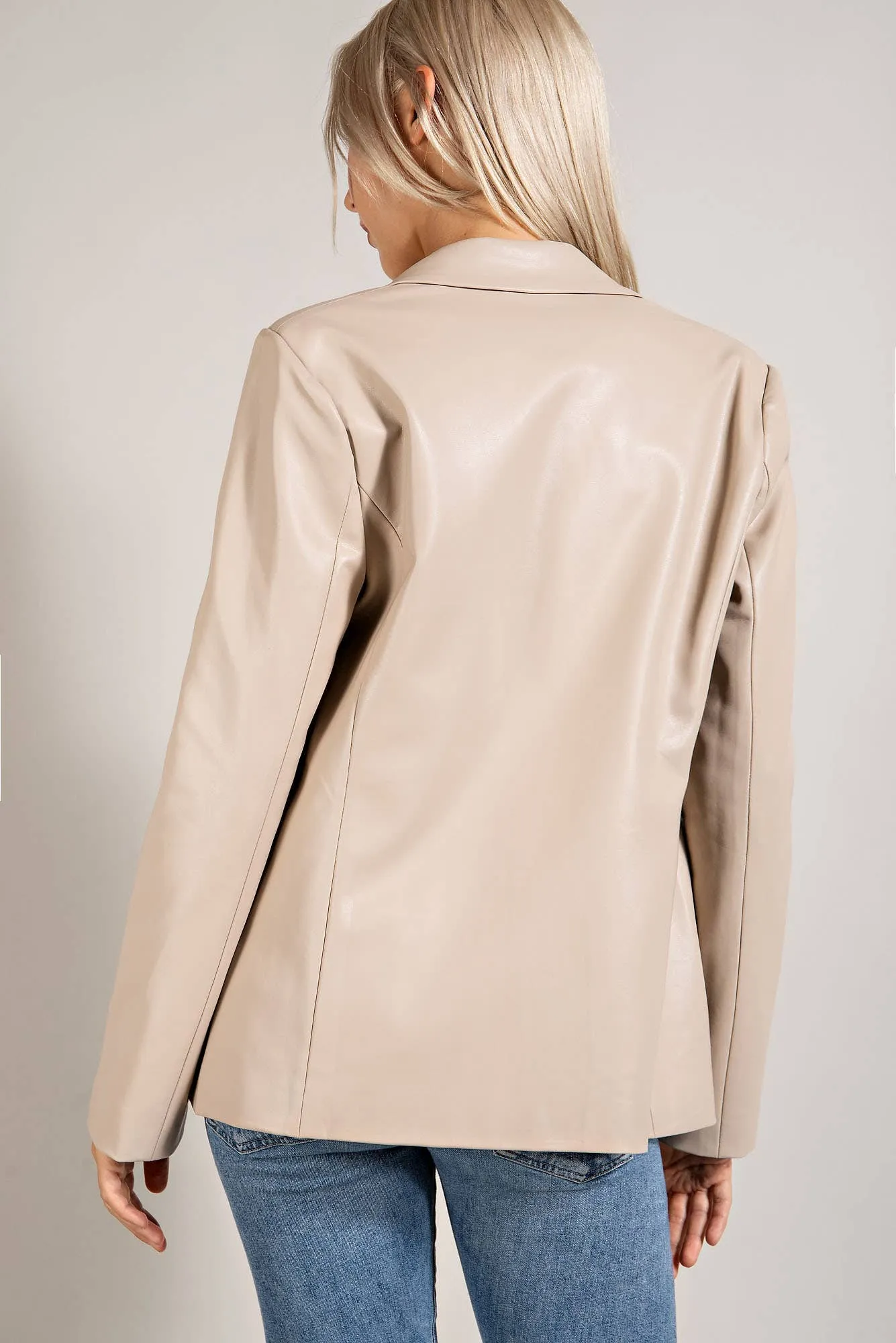 Maximum Chic Beige Leather Blazer