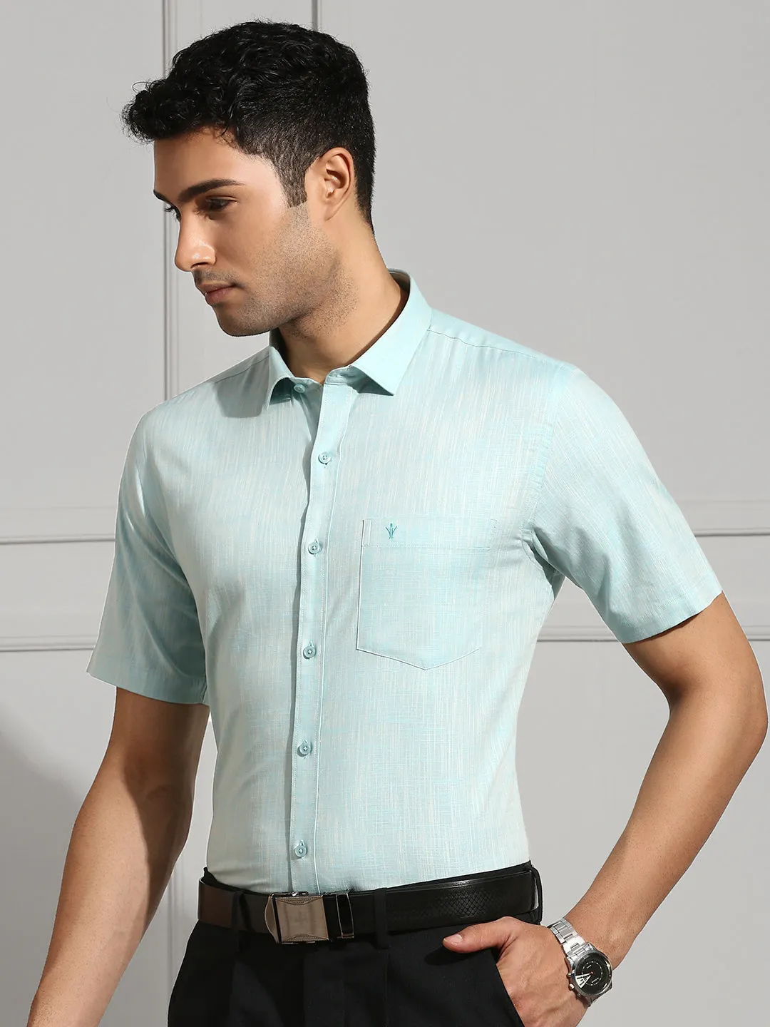 Men 100% Cotton Shirt Blue CL2 GT35