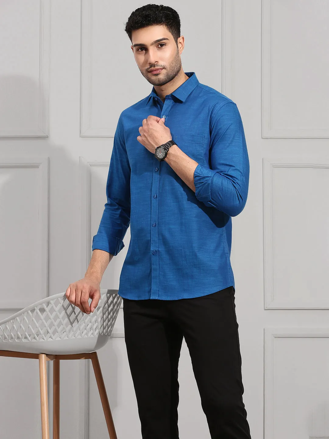 Men 100% Cotton Shirt Blue CL2 GT5