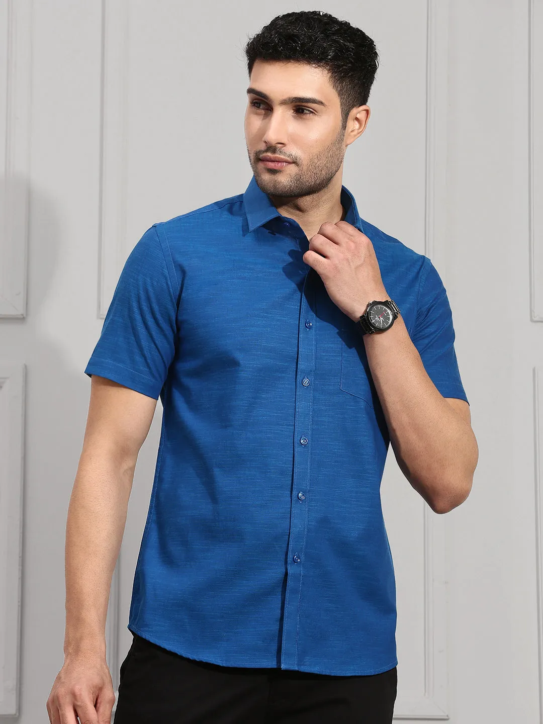 Men 100% Cotton Shirt Blue CL2 GT5