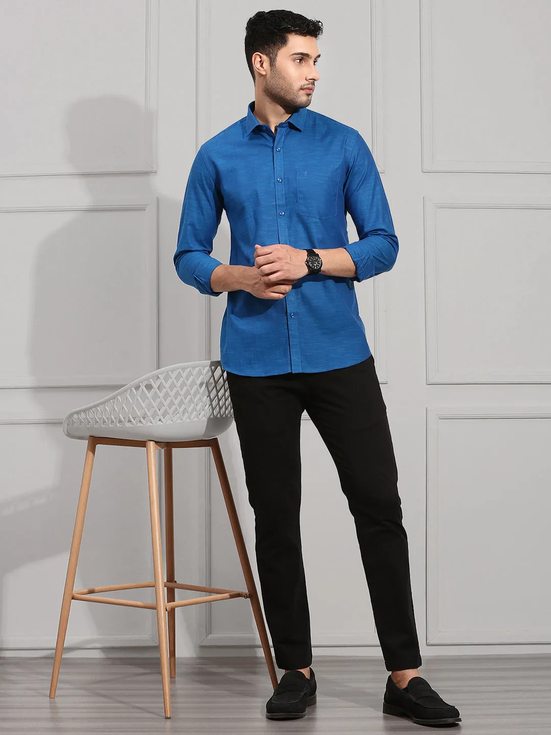 Men 100% Cotton Shirt Blue CL2 GT5