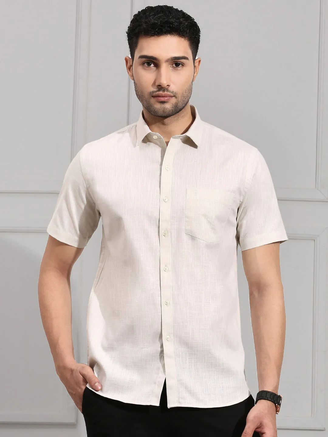 Men 100% Cotton Shirt Cream CL2 GT15