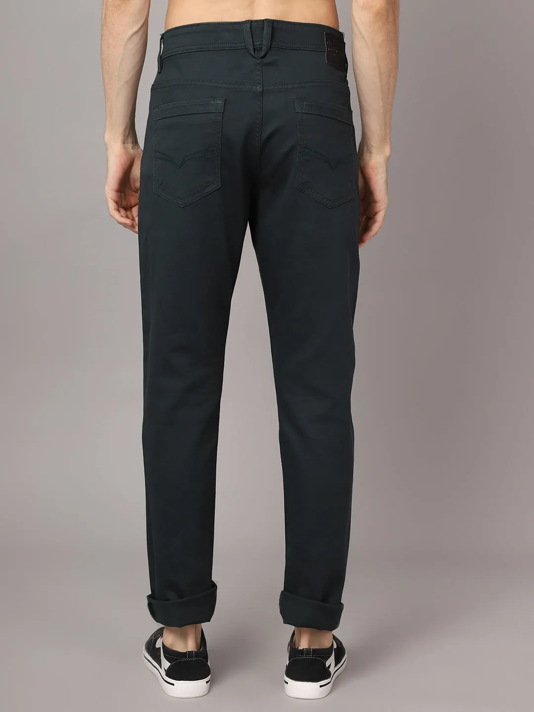 Men's Casual Flat front Teal  Trousers