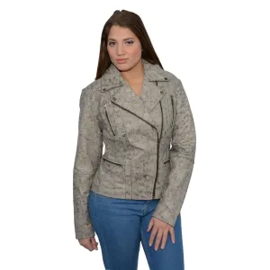 Milwaukee Leather-SFL2835-Ladies Distressed Brown Leather Motorcycle Jacket  Look with Asymmetrical Zipper