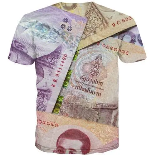 Money T shirts Men Thai Baht Tshirt Anime Thailand T shirts Funny Geometric T-shirts 3d Harajuku Tshirts Casual Short Sleeve