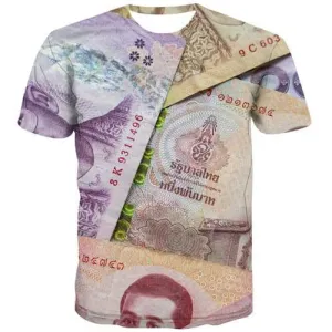 Money T shirts Men Thai Baht Tshirt Anime Thailand T shirts Funny Geometric T-shirts 3d Harajuku Tshirts Casual Short Sleeve