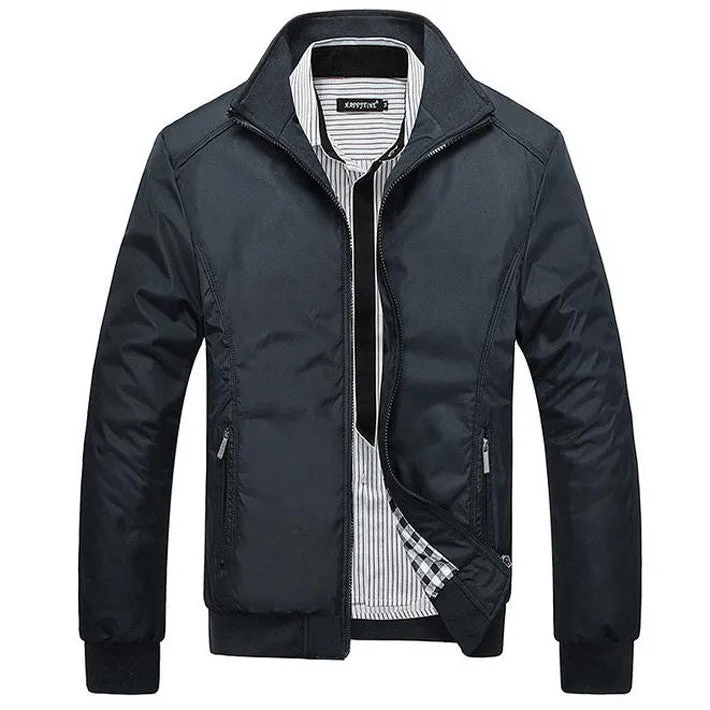 New Arrival Spring Men's Solid Fashion Jacket Male Casual Slim Fit Mandarin Collar Jacket 3 Colors