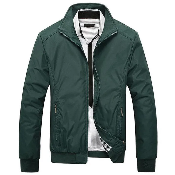 New Arrival Spring Men's Solid Fashion Jacket Male Casual Slim Fit Mandarin Collar Jacket 3 Colors