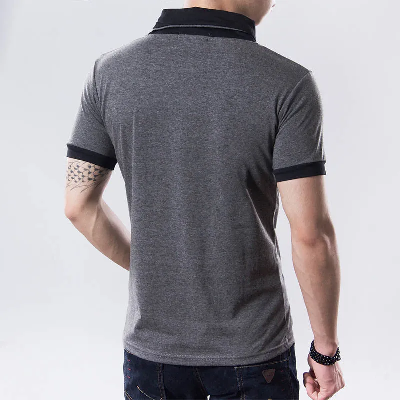 New Mens summer leisure T-shirt fashion slim short sleeve V neck T shirt button decorating Tees Tops