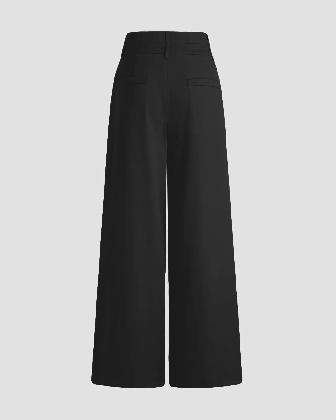 New Nostalgia Solid High Waist Pleated Wide Leg Pants In Black