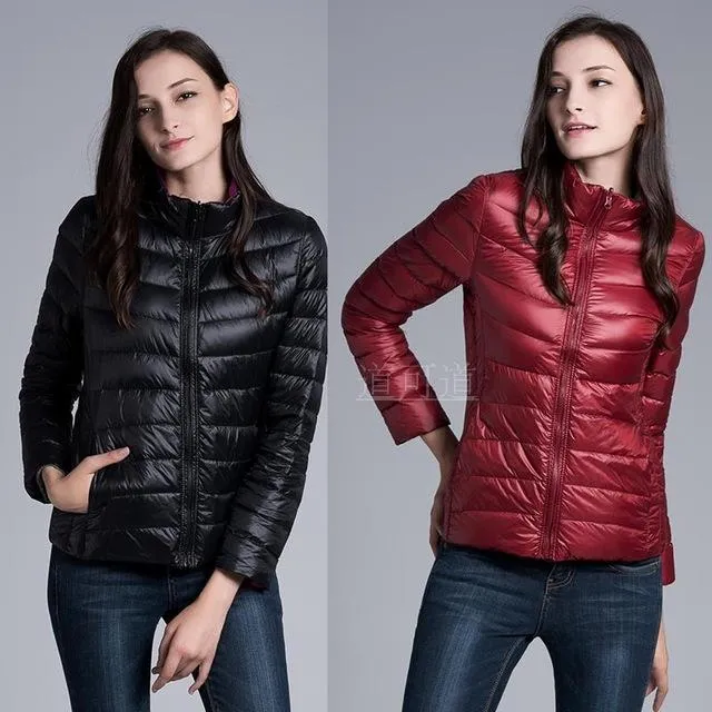 Nuevo Invierno Mujer Dama Señora Chaqueta Campera Abrigo Liviana Acolchada Reversible Delgada Parkas