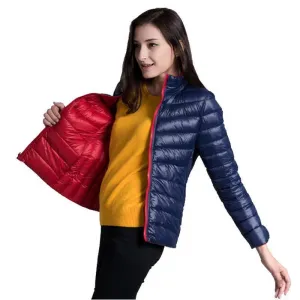 Nuevo Invierno Mujer Dama Señora Chaqueta Campera Abrigo Liviana Acolchada Reversible Delgada Parkas