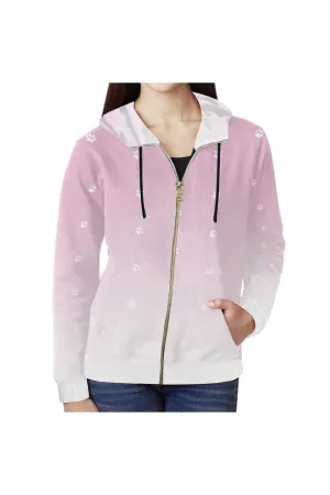 Pawing Upward All Over Print Full Zip Hoodie for Women (Model H14)