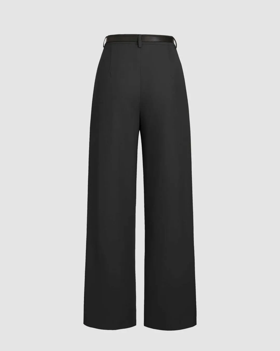 Pleated High Waisted Wide Leg Black Trousers