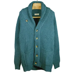 "Hunter" blue-green shawl collar lambswool cardigan jacket